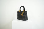 Christian Dior Lady Dior Black Cannage Quilting and Gold-Tone Hardware
