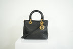 Christian Dior Lady Dior Black Cannage Quilting and Gold-Tone Hardware