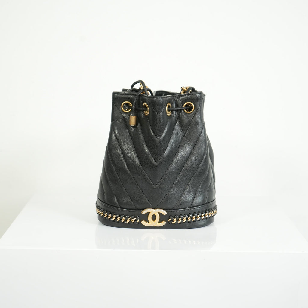 Chanel Black Paris-Cosmopolite Small Bucket Bag W/Dust Bag