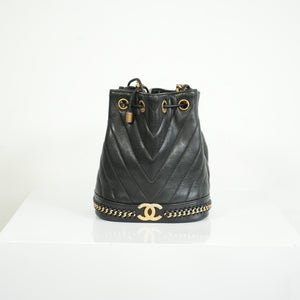 Chanel Black Paris-Cosmopolite Small Bucket Bag W/Dust Bag