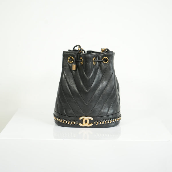 Chanel Black Paris-Cosmopolite Small Bucket Bag W/Dust Bag
