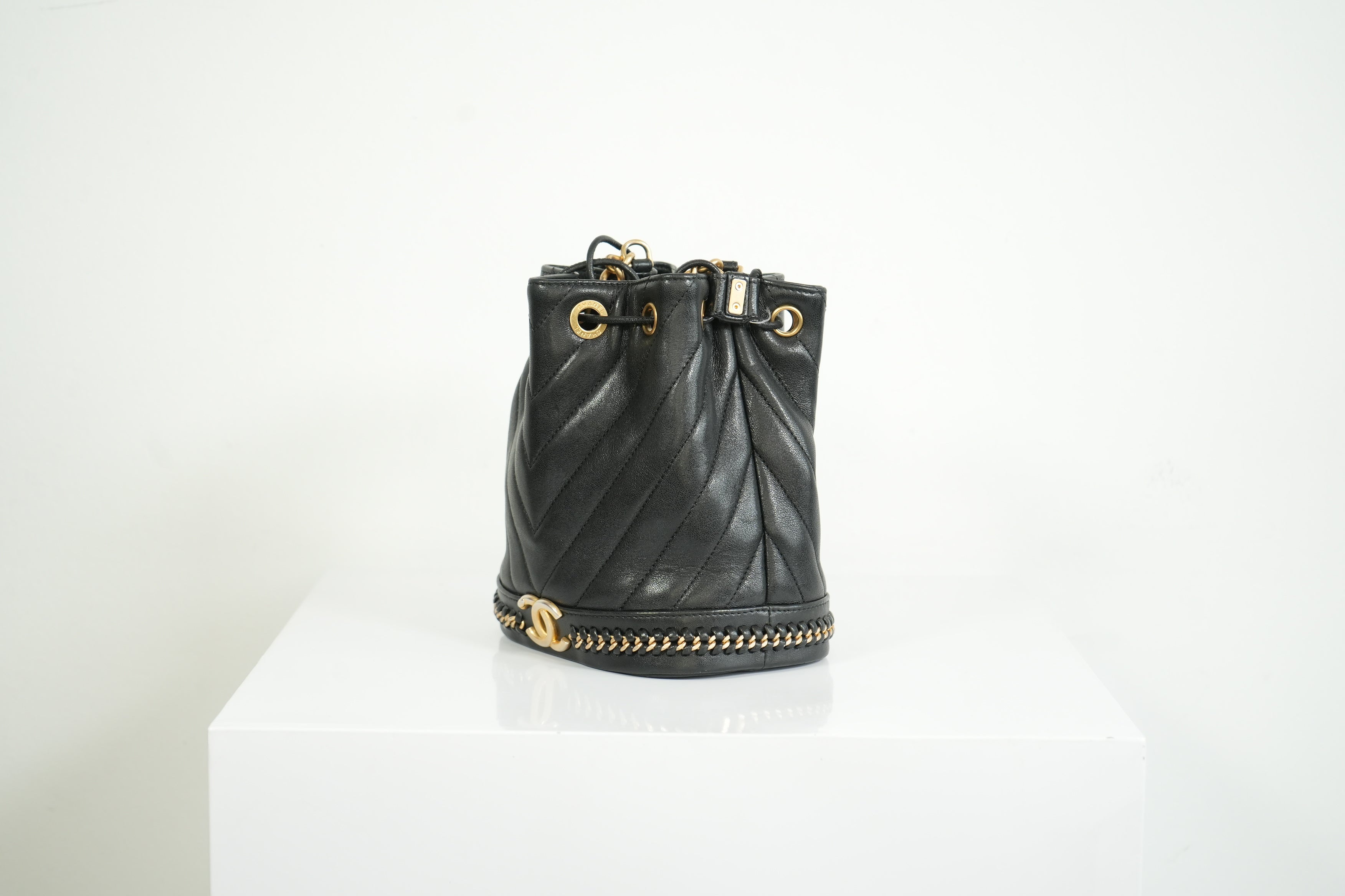 Chanel Black Paris-Cosmopolite Small Bucket Bag W/Dust Bag