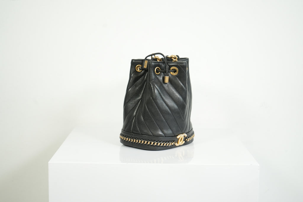 Chanel Black Paris-Cosmopolite Small Bucket Bag W/Dust Bag