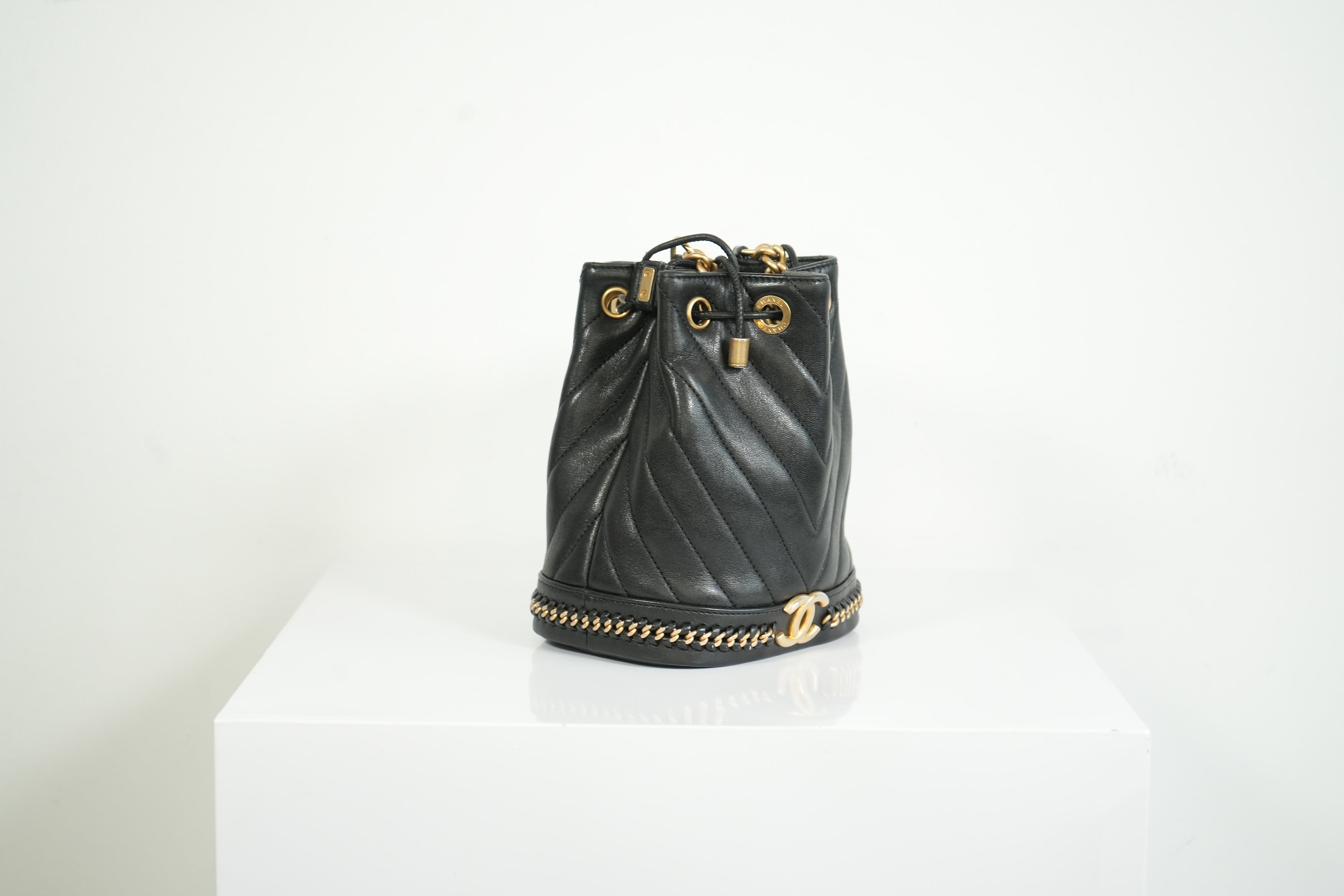 Chanel Black Paris-Cosmopolite Small Bucket Bag W/Dust Bag