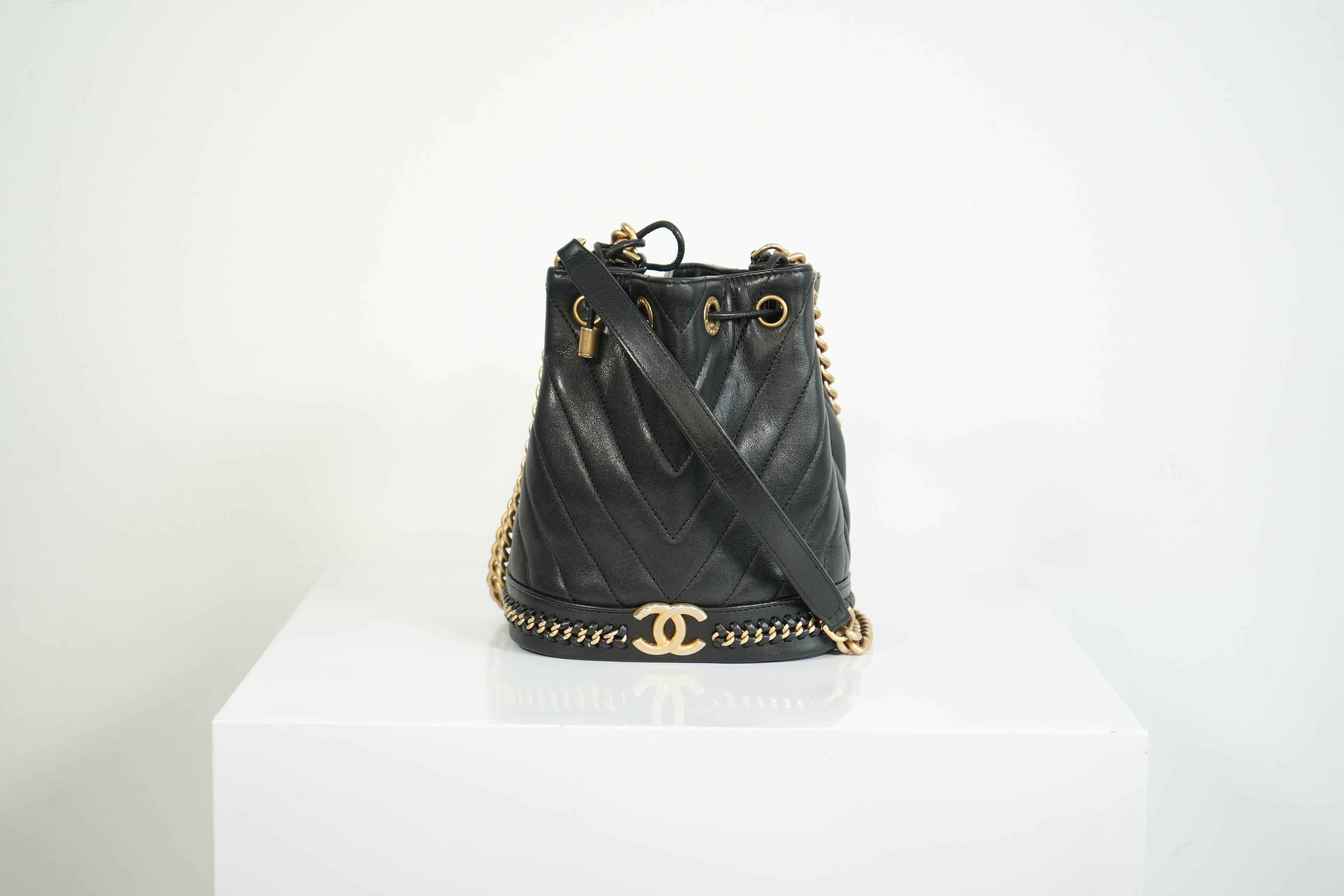 Chanel Black Paris-Cosmopolite Small Bucket Bag W/Dust Bag