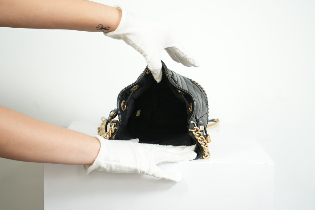 Chanel Black Paris-Cosmopolite Small Bucket Bag W/Dust Bag