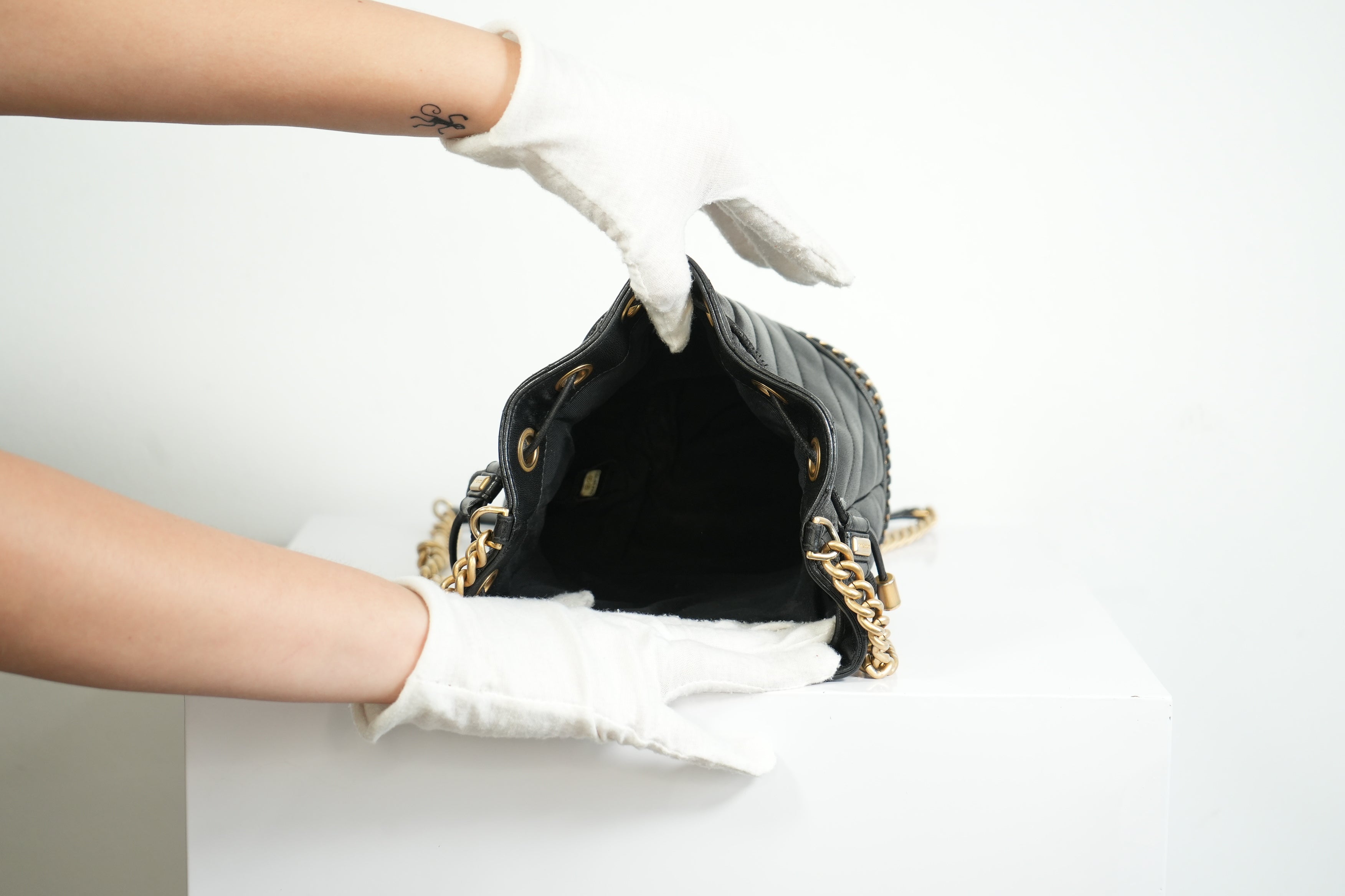 Chanel Black Paris-Cosmopolite Small Bucket Bag W/Dust Bag