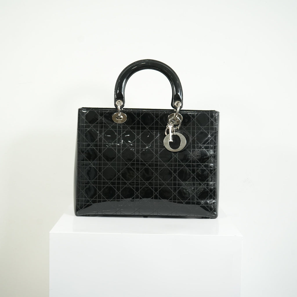 Christian Dior Lady Dior Black Patent Leather