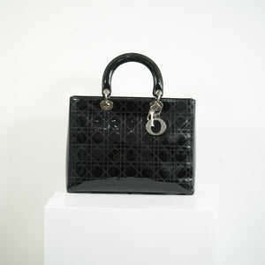 Christian Dior Lady Dior Black Patent Leather