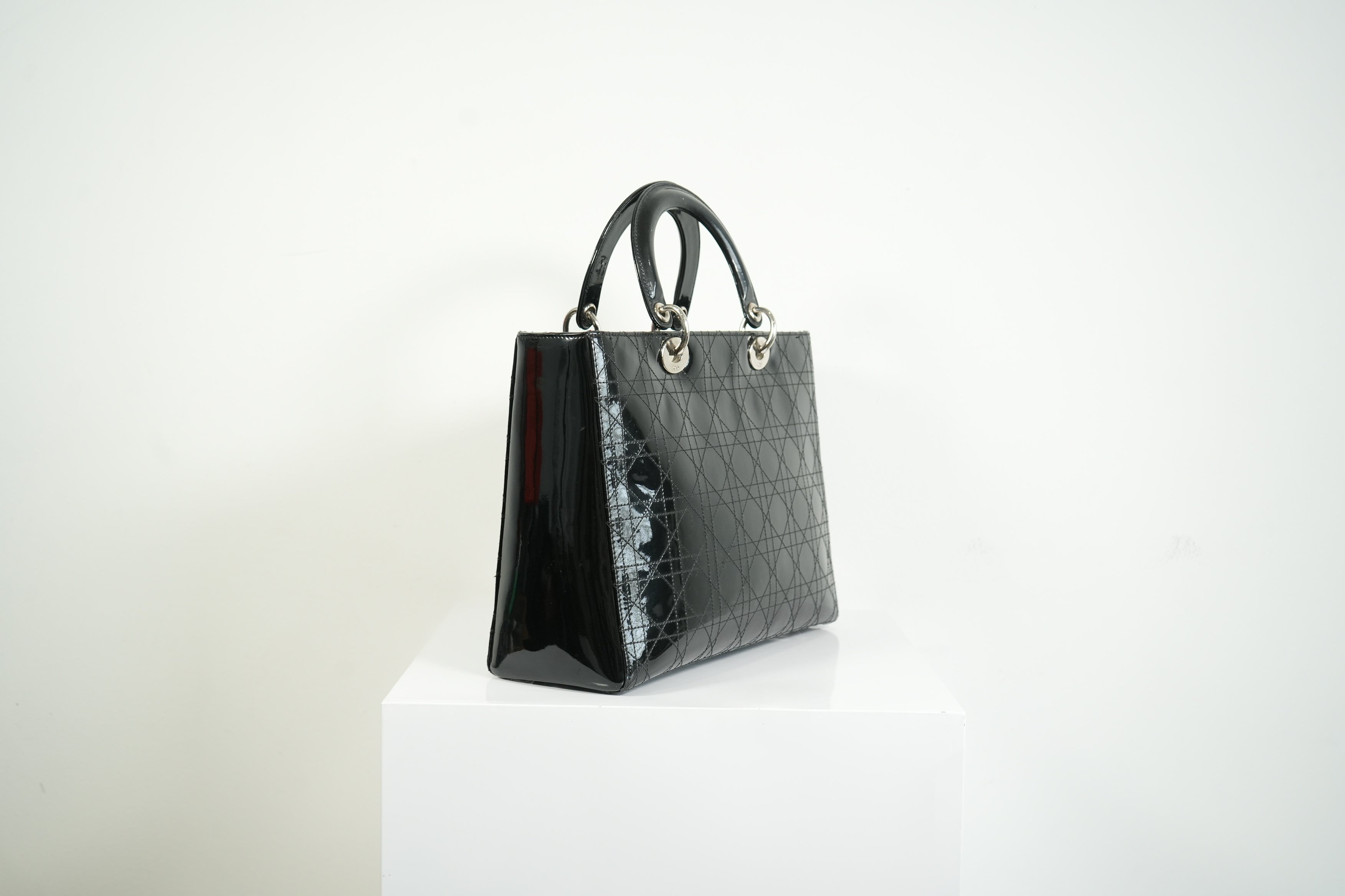 Christian Dior Lady Dior Black Patent Leather