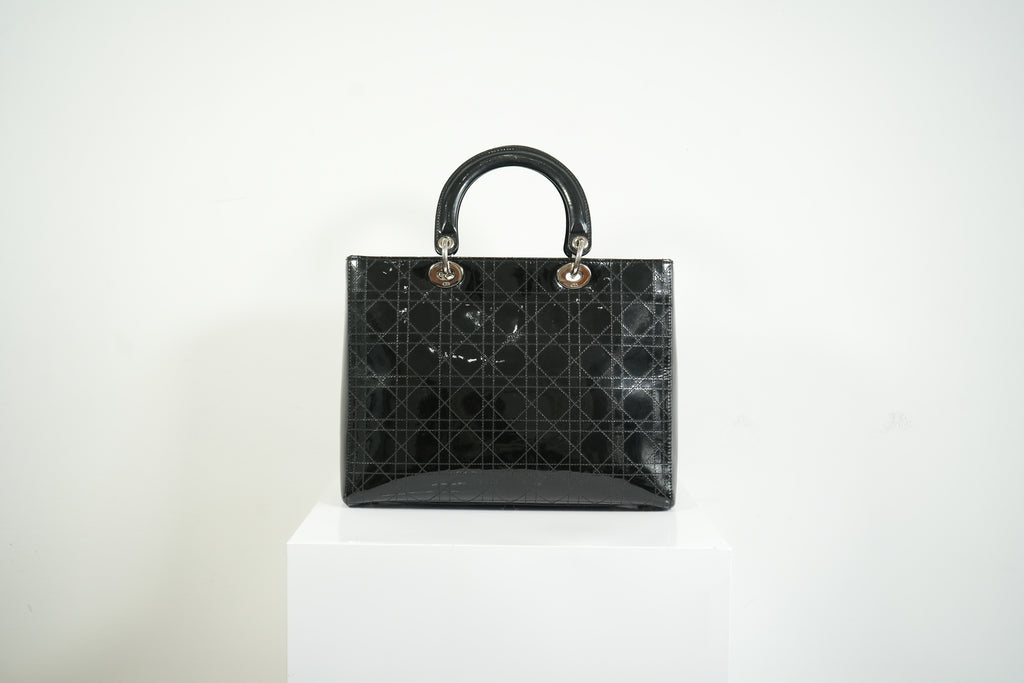Christian Dior Lady Dior Black Patent Leather