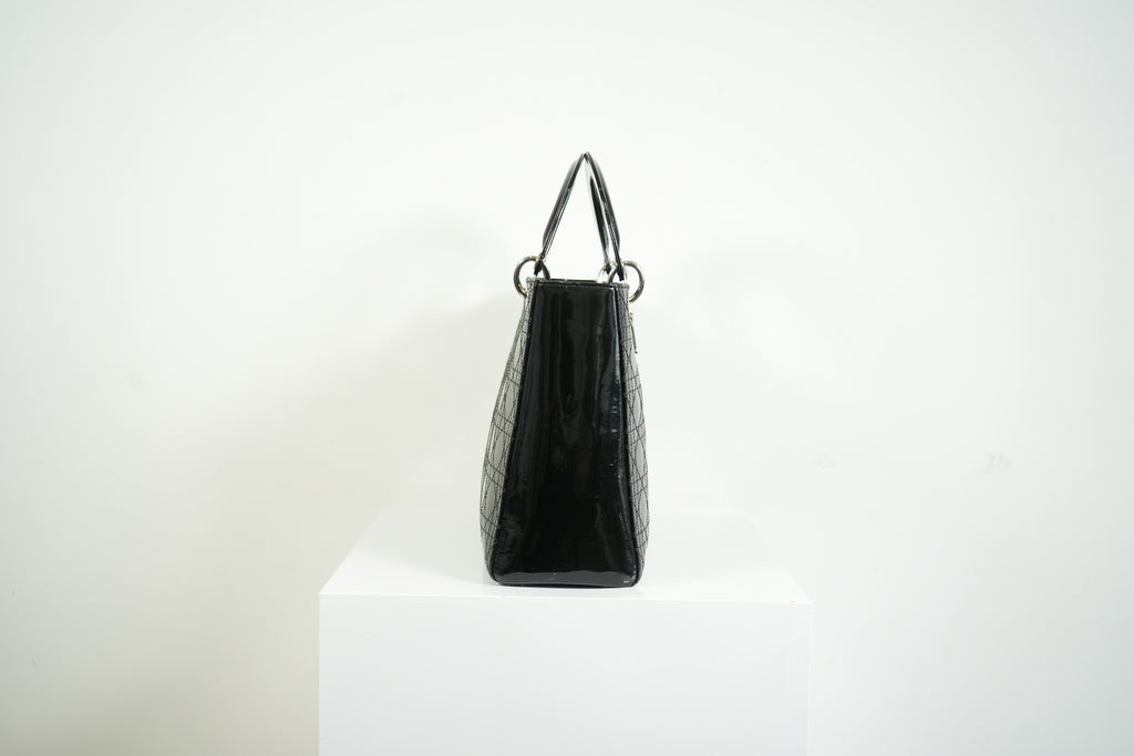 Christian Dior Lady Dior Black Patent Leather