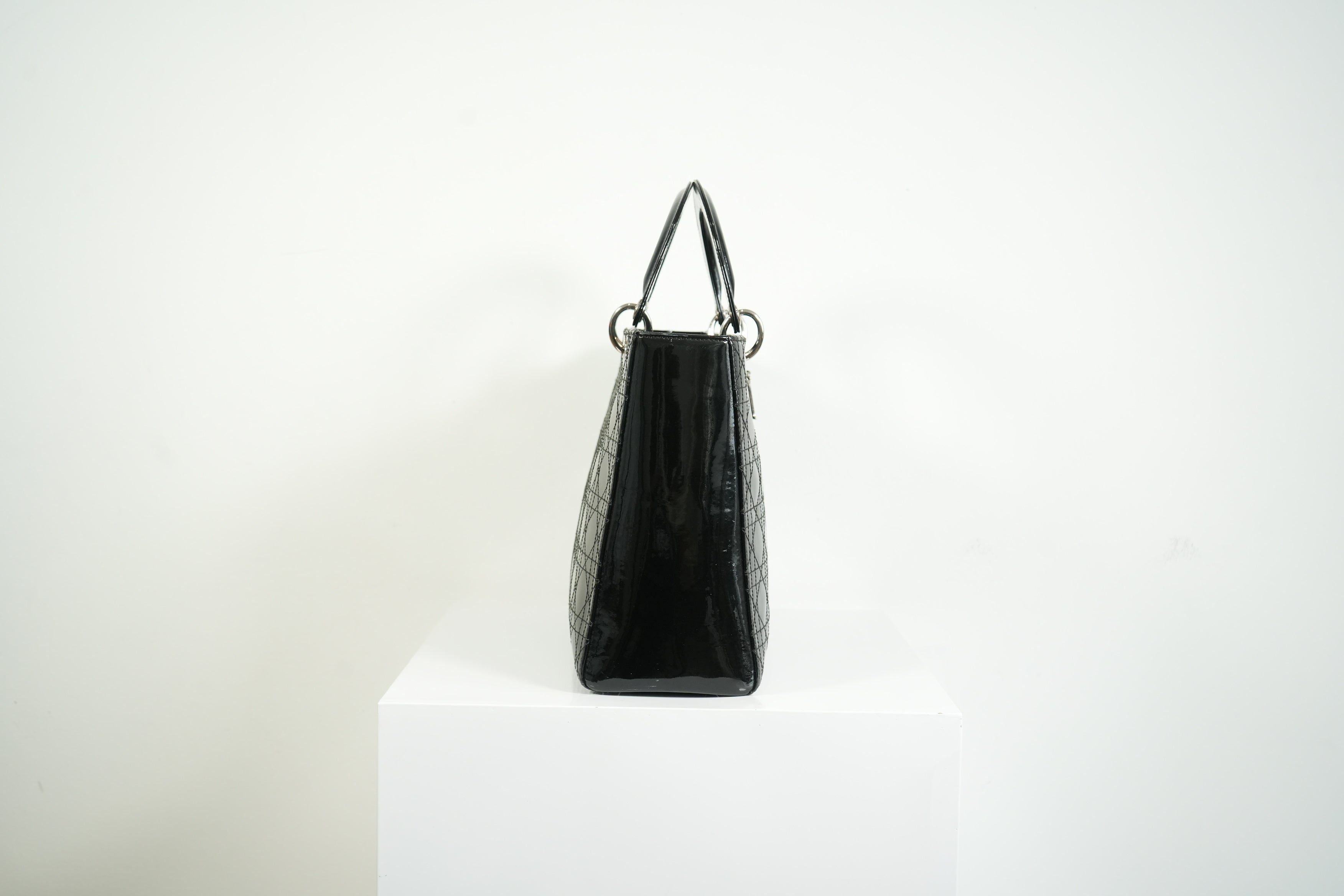 Christian Dior Lady Dior Black Patent Leather