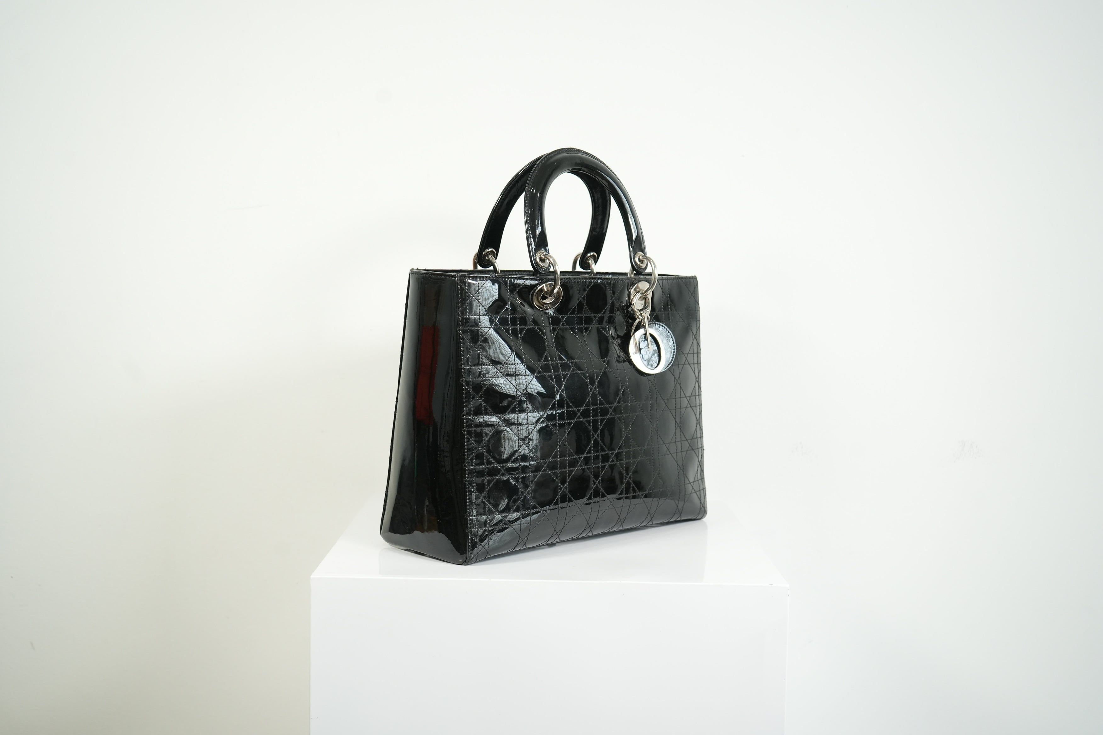 Christian Dior Lady Dior Black Patent Leather