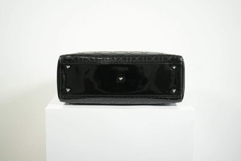 Christian Dior Lady Dior Black Patent Leather