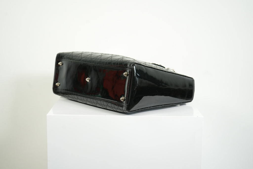 Christian Dior Lady Dior Black Patent Leather