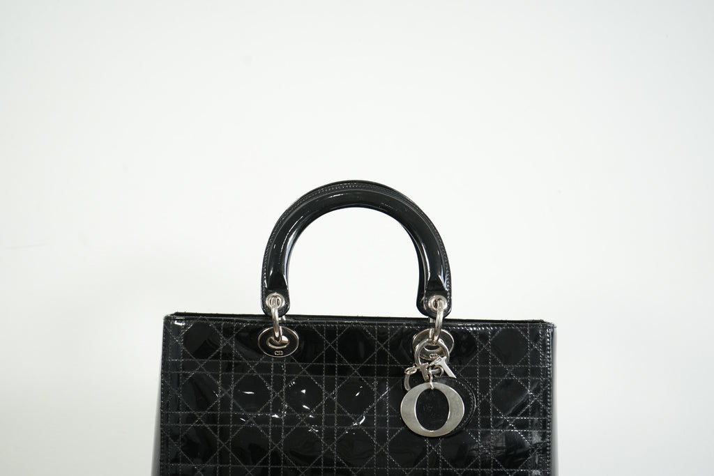 Christian Dior Lady Dior Black Patent Leather