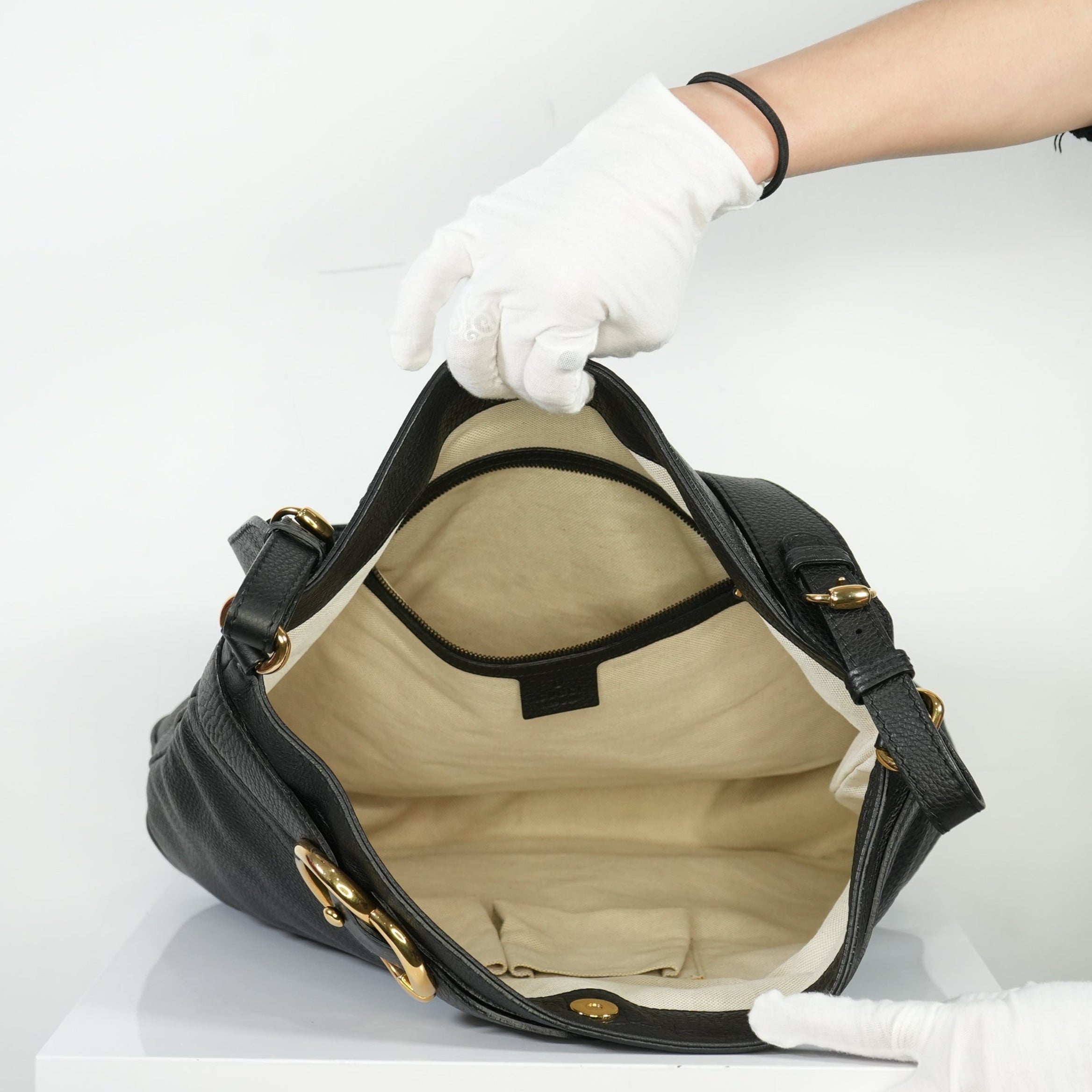 Gucci Black Large GG Ride Shoulder Bag