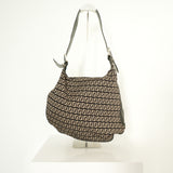 Vintage Fendi Zucchino Canvas Leather Shoulder Bag Brown Black