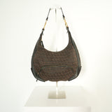 Vintage Fendi Zucchino Chef Hobo Bag Brown Black