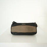 Vintage Gucci Canvas & Leather Baguette Shoulder Bag Brown Black