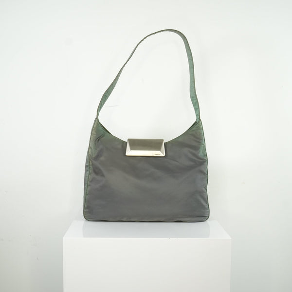 Prada Vintage Green Nylon Tessuto Hobo Shoulder Bag