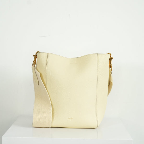 Celine Yellow Calfskin Leather Small Sangle Bucket Bag