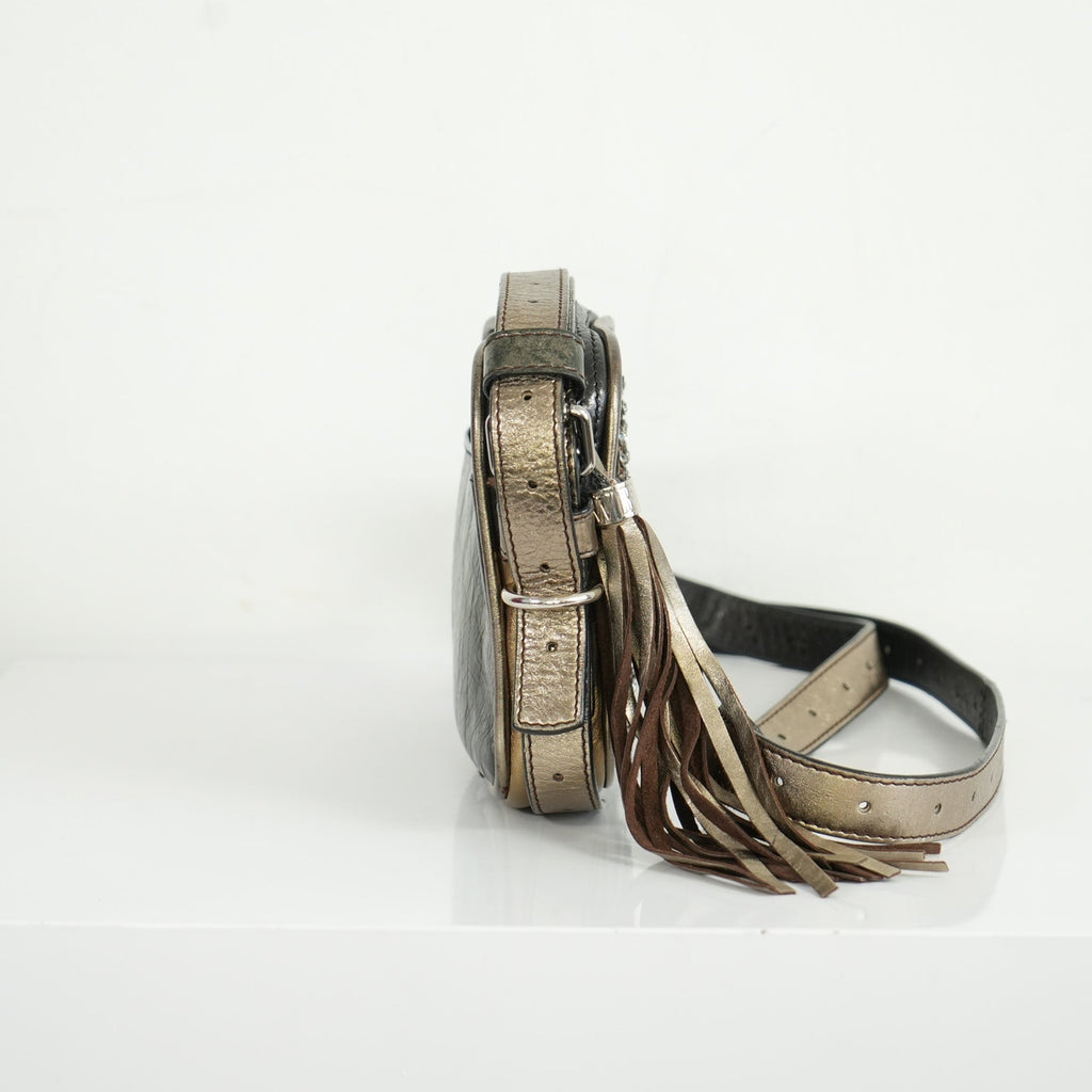 Loewe Anagram Logo Jeweled Leather Tassel Mini Shoulder Bag