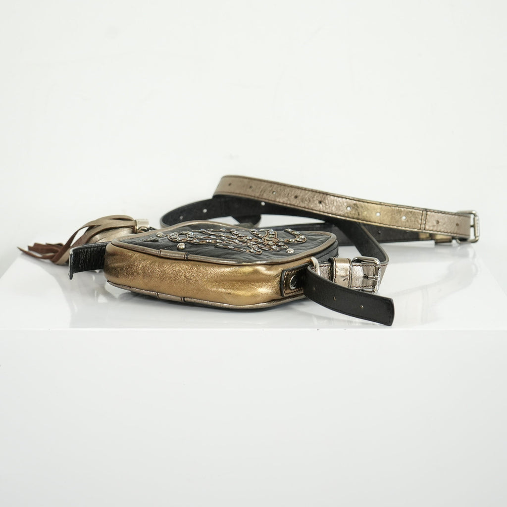 Loewe Anagram Logo Jeweled Leather Tassel Mini Shoulder Bag