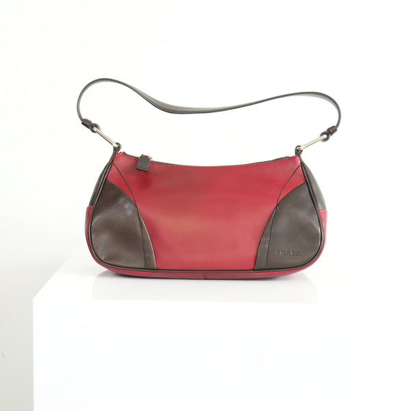 Prada Vintage Red and Brown Shoulder Bag