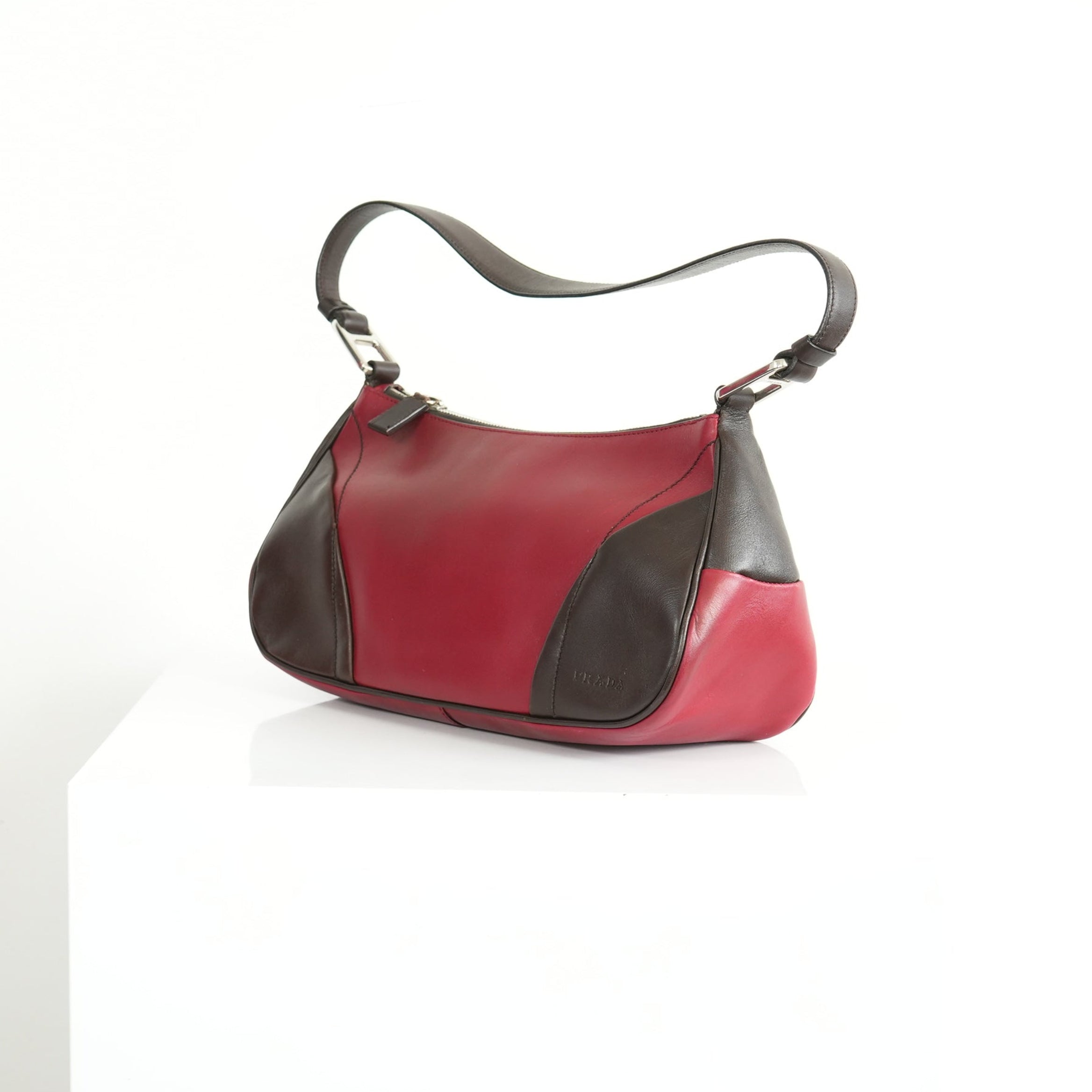 Prada Vintage Red and Brown Shoulder Bag