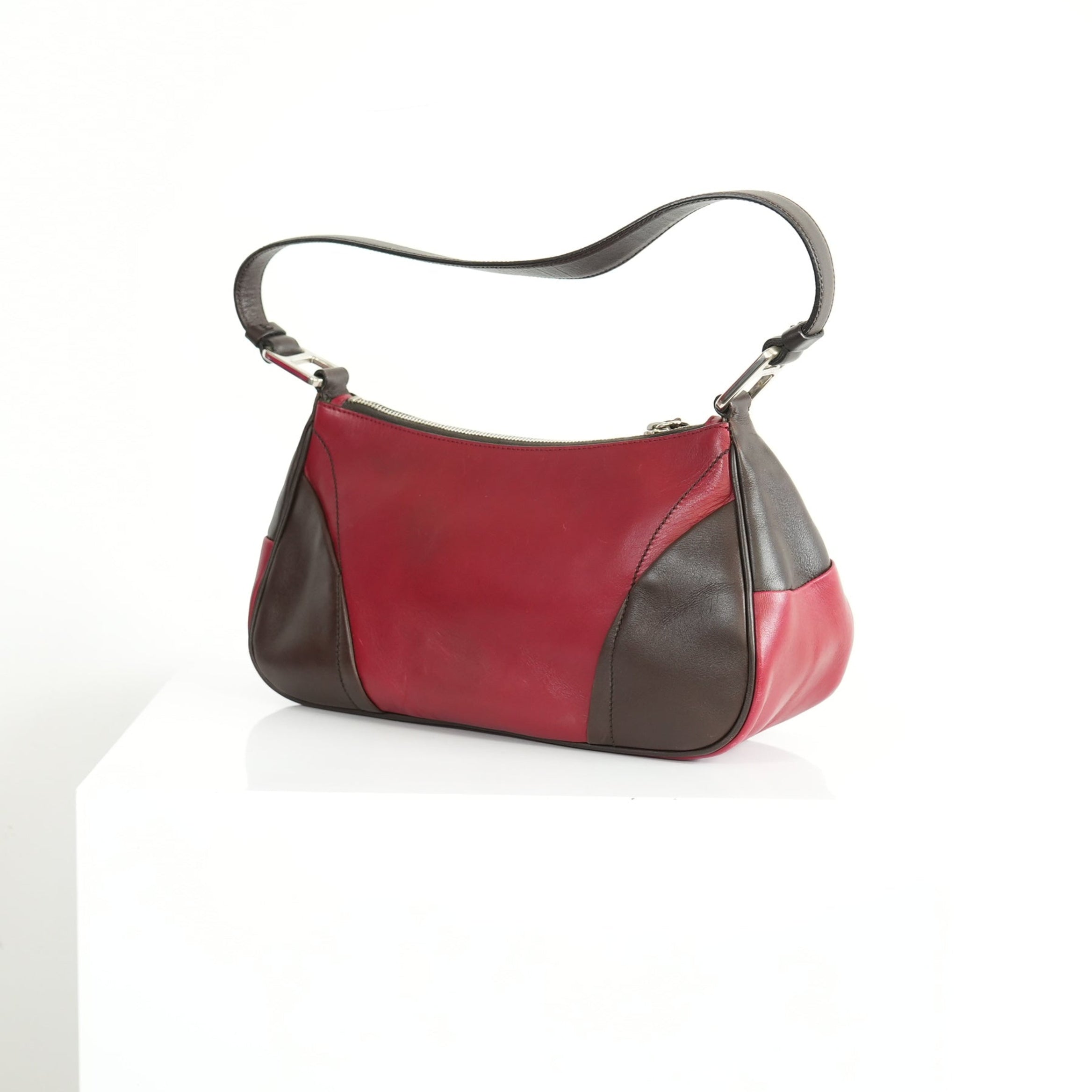 Prada Vintage Red and Brown Shoulder Bag
