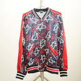 Gucci Ghost Satin Varsity Jacket Navy Blue Red