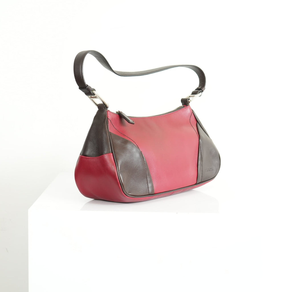 Prada Vintage Red and Brown Shoulder Bag