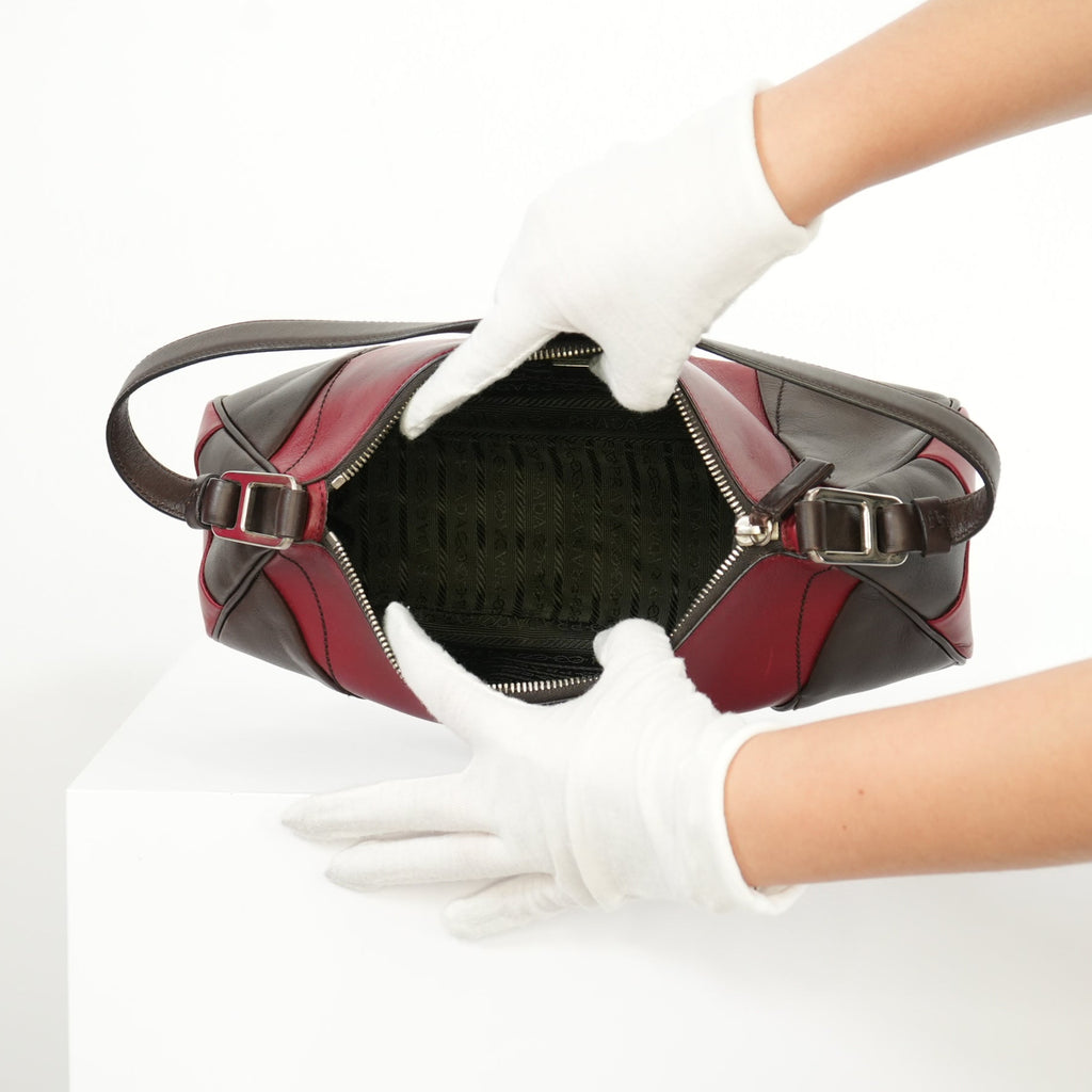 Prada Vintage Red and Brown Shoulder Bag