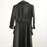 Chanel Long Tweed Button Front Coat Gray Size 34 Women's