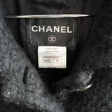 Chanel Long Tweed Button Front Coat Gray Size 34 Women's