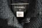 Chanel Long Tweed Button Front Coat Gray Size 34 Women's