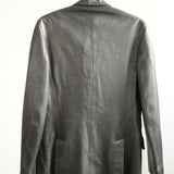 Hermes Black Leather 3-Button Blazer Jacket Orange Lining