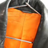 Hermes Black Leather 3-Button Blazer Jacket Orange Lining