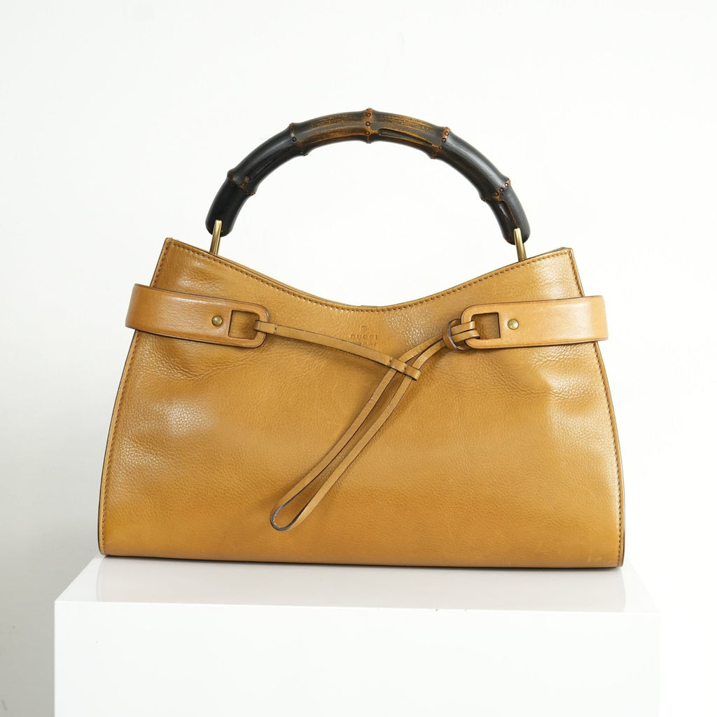 Gucci Vintage Bamboo Handle Leather Handbag