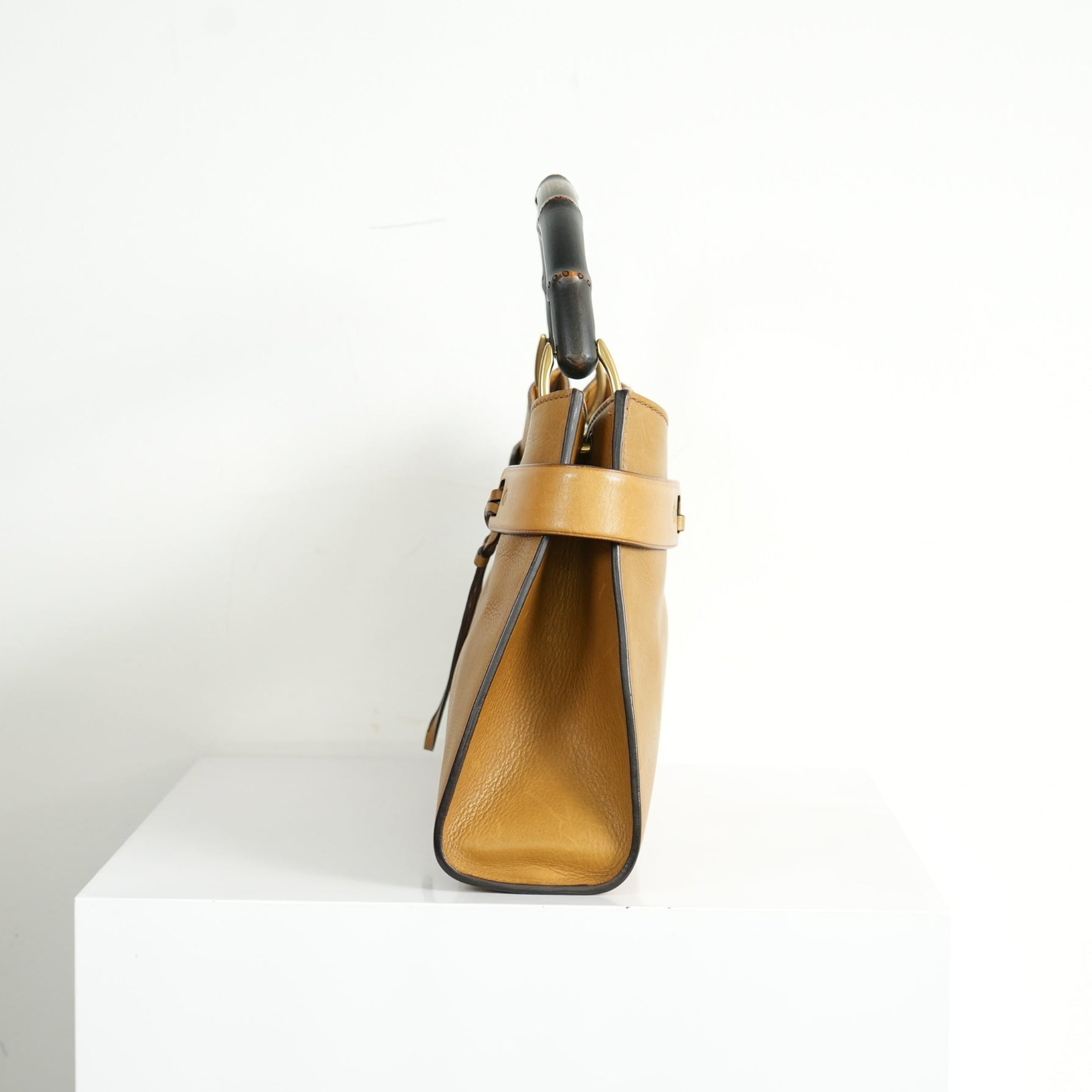 Gucci Vintage Bamboo Handle Leather Handbag