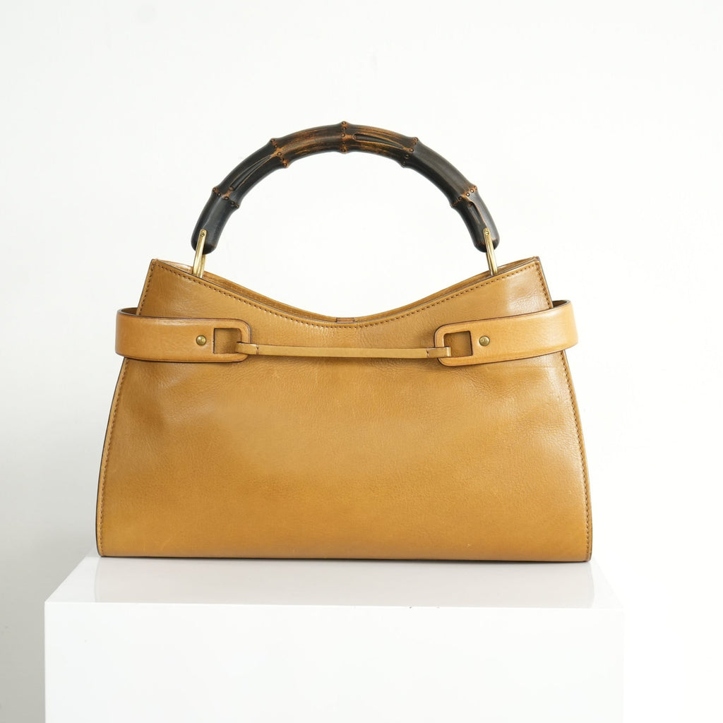 Gucci Vintage Bamboo Handle Leather Handbag