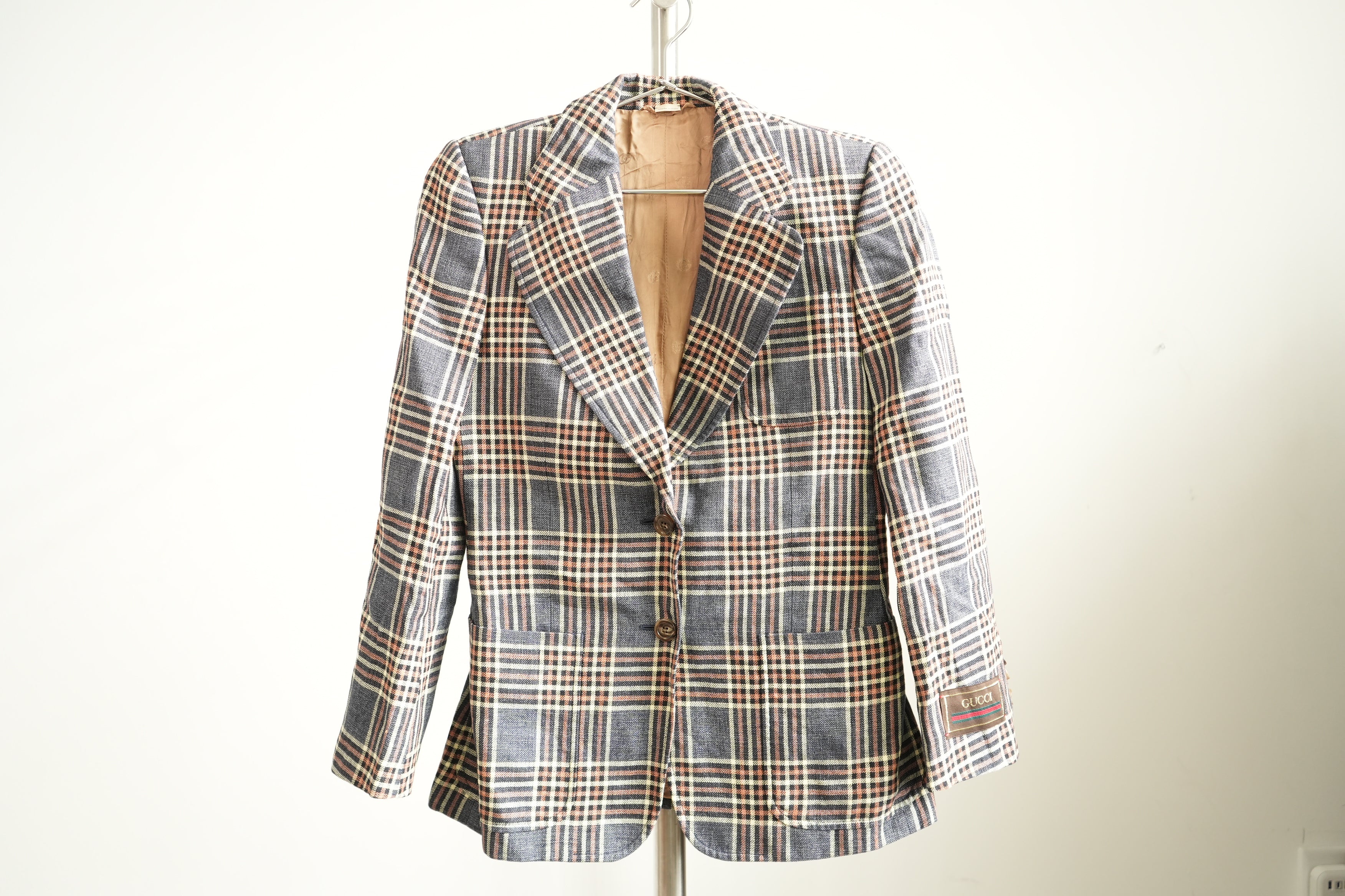 Vintage Gucci Glen 2-Button Plaid Check Blazer Size 38