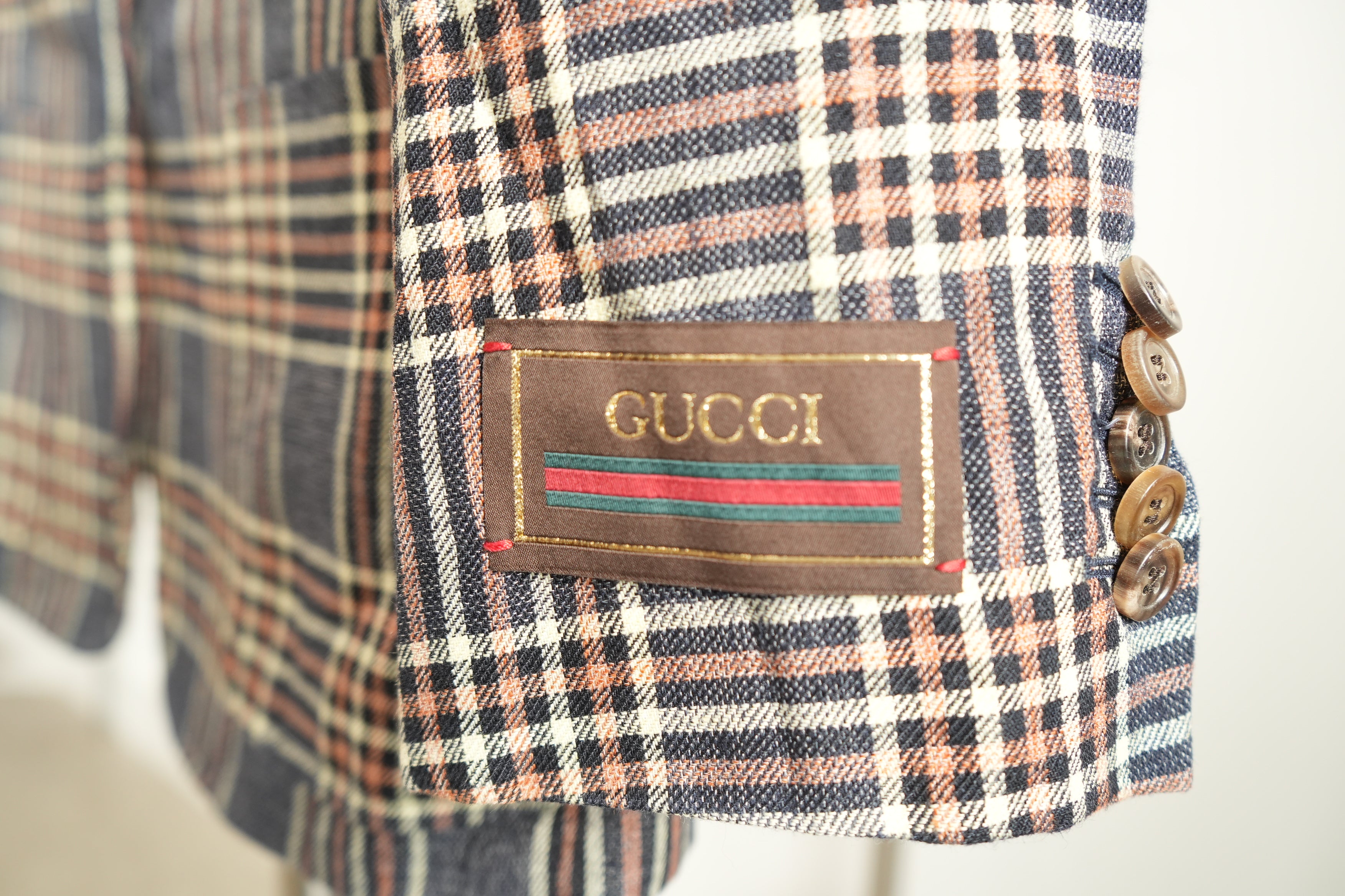Vintage Gucci Glen 2-Button Plaid Check Blazer Size 38