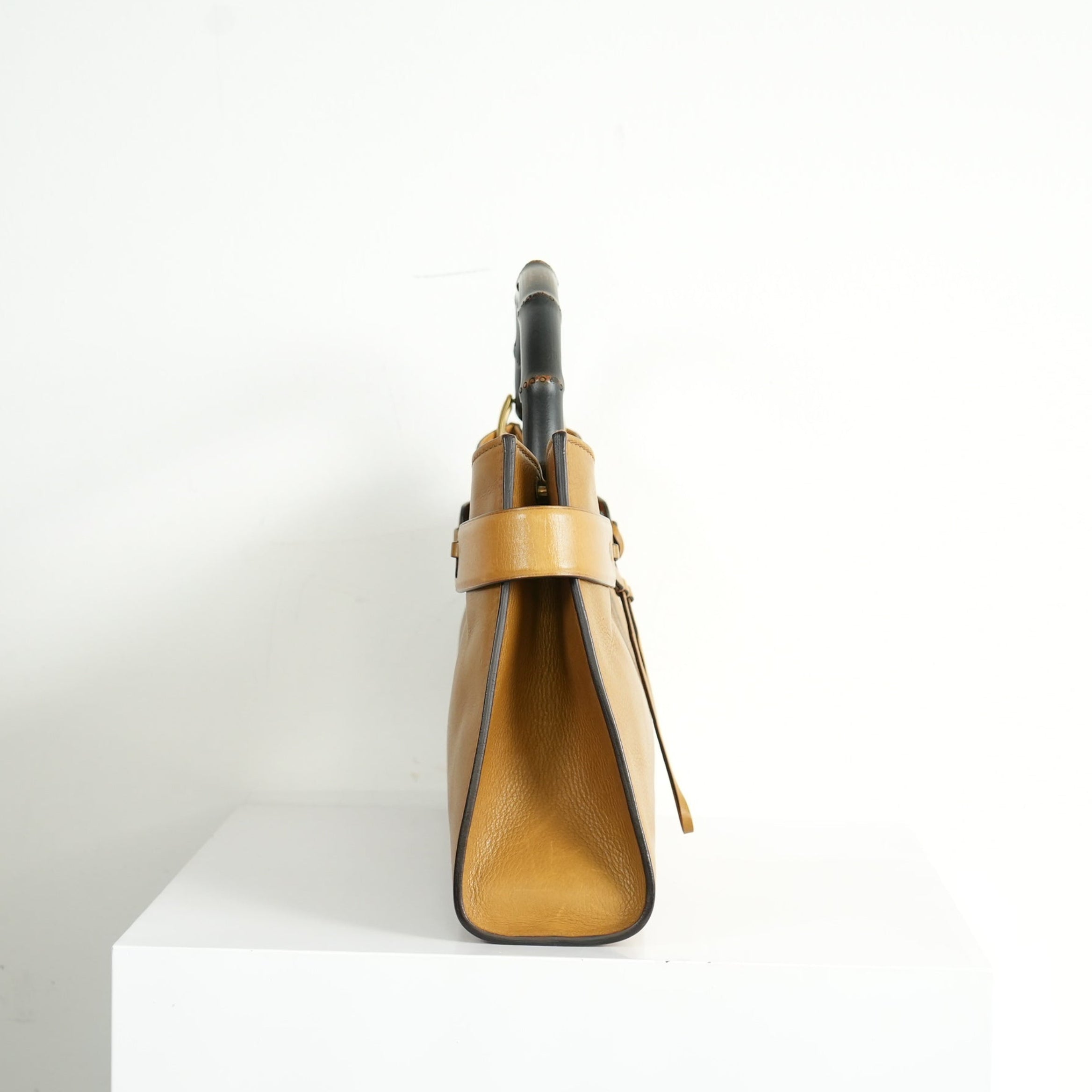 Gucci Vintage Bamboo Handle Leather Handbag