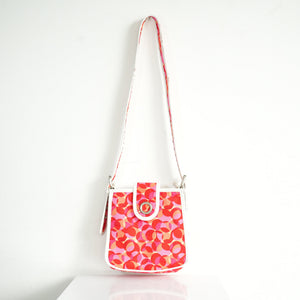 Celine Red Canvas White Leather Shoulder Bag