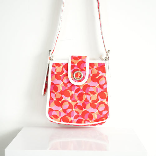Celine Red Canvas White Leather Shoulder Bag