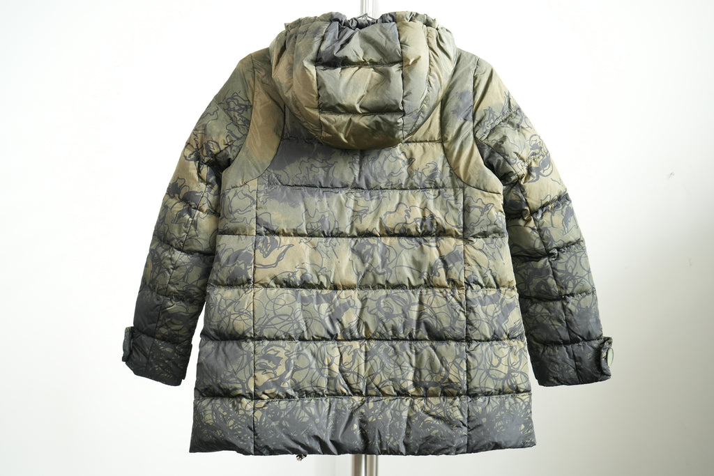 Prada Floral Camouflage Down Hooded Full Zip Puffer Jacket Size 38