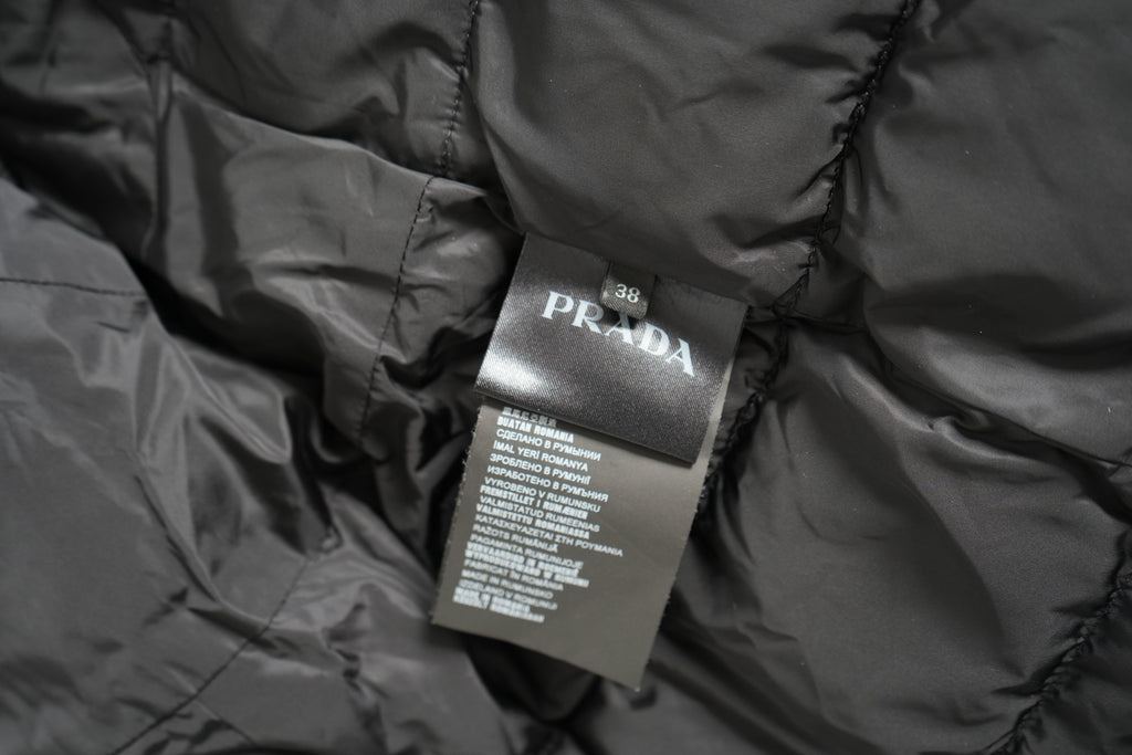 Prada Floral Camouflage Down Hooded Full Zip Puffer Jacket Size 38